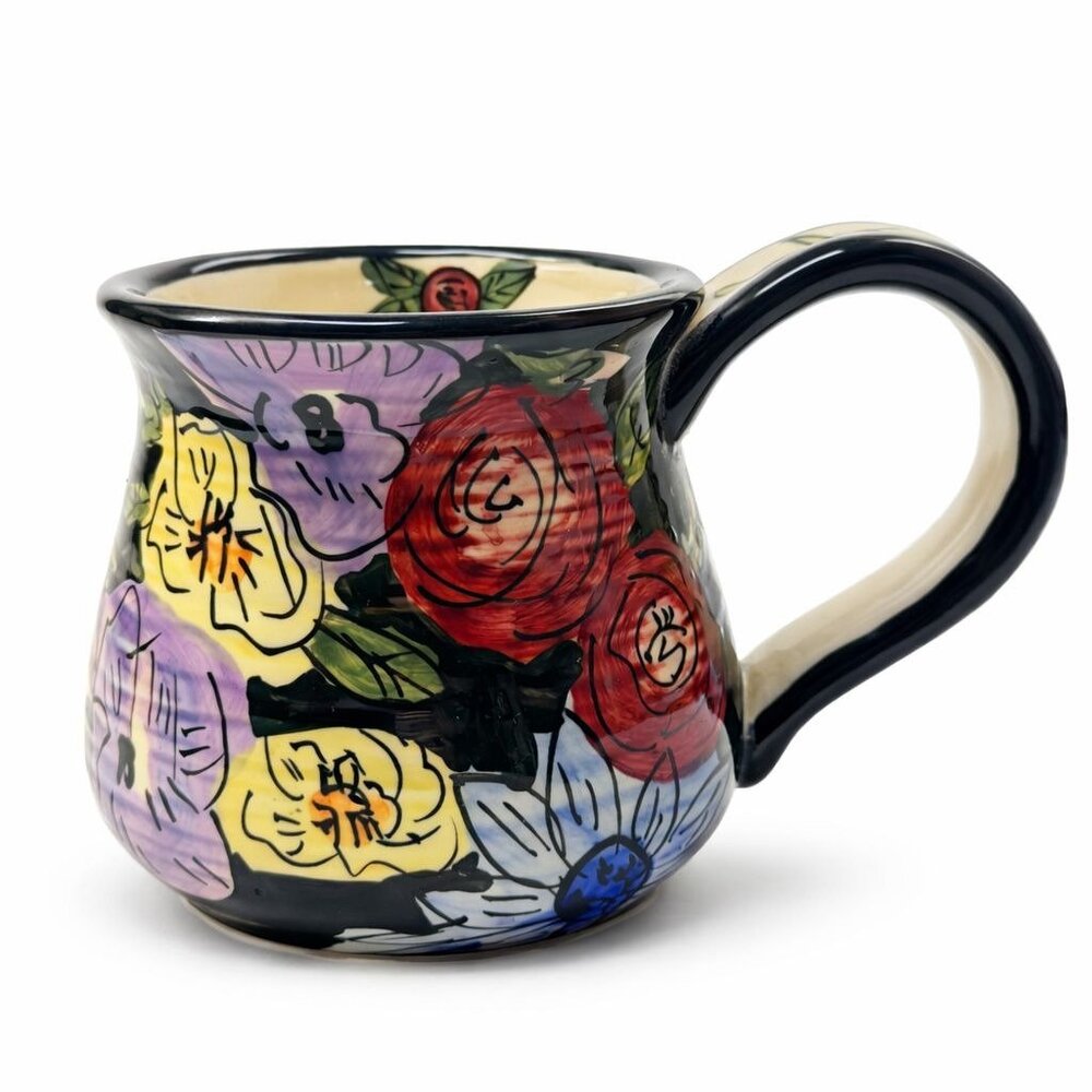 Coffee Mug Cup Blue Sky Clayworks Heather Goldminc Signed Hand Painted Vintage F